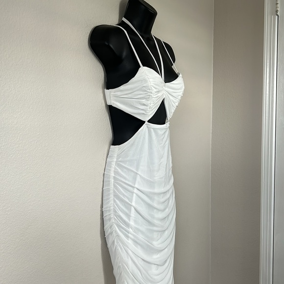 Princess Polly Alice White Ruched Cutout Ruched Midi Dress - Picture 6 of 13